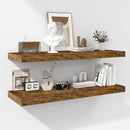 Fun Memories Floating Shelves - 2 Pack 12 Inch Rustic Wooden Wall Shelves - Extra Deeper & Thicker Wall Mounted Storage Shelf for Living Room, Kitchen, Farmhouse - 36" W x 12" D x 1.8" H - Brown by CozyNest Decor