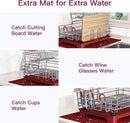 BOOSINY 2 Tier Red Large Stainless Steel Dish Drainers Drying Rack for Kitchen Counter with Drainboard, Rust Proof Metal, Space Saving, Modern Aesthetic, Compact Plates Strainers with Extra Mat by CozyNest Decor