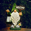 ASAWASA Gnomes Decorations for Yard with Solar LED Light, 10.8" Large Outdoor Funny Garden Lawn Gnome Decor with Welcome Sign by GreenHaven Gardens