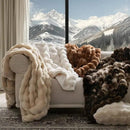 EVERGRACE Ultra Soft Luxury Fluffy Ridgeline Faux Rabbit Fur Throw Blanket, Thick Warm Bubble Throw for Bed, Cozy Plush Reversible Blankets for Couch, Chair, Sofa, Cream, 60x80 Inches, 870 GSM by CozyNest Decor