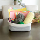 NaturalCozy 5-Piece Rectangle Storage Basket Set- Natural Cotton Rope Woven Baskets for Organizing! Small Basket for Montessori, Baby Nursery, Dog Toy Baskets, Cat Toy Box, Bathroom Organization Bin by TinyTreasures Baby Boutique
