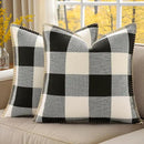 decorUhome Buffalo Plaid Check Throw Pillow Covers 18x18 Set of 2, Outdoor Decorative Farmhouse Neutral Pillow Covers with Stitched Edge for Bed Couch Sofa, Black and White by CozyNest Decor