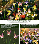 Aiscool Solar Garden Lights, 4 Pack Swaying in The Wind Butterfly Light Outside, Solar Outdoor Lights,Yard Patio Pathway Lawn Decoration,Realistic Butterflies & Dragonflies by GreenHaven Gardens