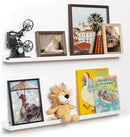 Fun Memories Picture Ledge Shelf, 36 Inch Floating Shelves Set of 2, Nursery Book Shelves for Toys Storage, Kids Bookshelf Wall Mounted for Wall Decor Books Photo Frames, White by TinyTreasures Baby Boutique