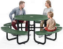 Metal Picnic Tables for Outdoors with Umbrella Hole - Coated Steel Heavy Duty Commercial Grade Table with Adjustable Seats (Green, 46 in, Round, Expanded Steel) by GreenHaven Gardens