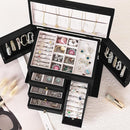 Jewelry Box Organizer, Solid Wood Jewelry Boxes for Women, Double Layer Jewelry Organizer Box Display Earring Necklace Bracelet Ring, Rustic Style Small Jewelry Box for Girls (Black) by TinyTreasures Baby Boutique