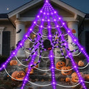 16.4 X 15.8Ft Giant Spider Web Halloween Decorations with 250 LED Lights, Halloween Spider Web Outdoor with 5Ft Large Spider, 3.53 Oz Stretch Web and 20 Small Spiders for Yard House Party Decoration by CozyNest Decor