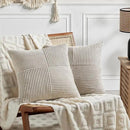 Fancy Homi 2 Packs Neutral Taupe Decorative Throw Pillow Covers 18x18 Inch for Living Room Couch Sofa, Rustic Farmhouse Boho Home Decor, Soft Corss Corduroy Patchwork Textured Square Cushion Case 45cm by CozyNest Decor