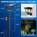 CINOTON 2-in-1 Solar Pathway Lights Outdoor with 4 Lighting Modes, IP65 Waterproof LED Solar Powered Wall Lights for Garden Yard Patio Lawn Porch Walkway Backyard Driveway, Warm & Cold White 4 Pack by CozyNest Decor