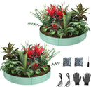 Galvanized Metal Planter Round Raised Garden Bed Kit for Gardening Outdoor，3x3x1ft 2PC Grow Garden Box Raised Flower Bed，Round Galvanized Planter Outdoor Large Metal Fire Pit Ring Green by GreenHaven Gardens