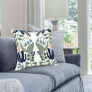 Alysheer Summer Floral Embroidered Decorative Throw Pillow Covers 18"x 18" Set of 2, Farmhouse Navy Blue Flowers Green Leaves Tufted Patterned Cotton Cushion Cases for Couch Bed Living Room Decor by CozyNest Decor
