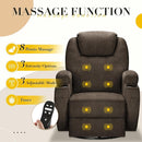 Recliner Chair, 360° Swivel Rocker Chair for Adults, Rocking Recliner Chair with Massage, Comfy Single Sofa with Side Pockets Cup Holders for Living Room, Bedroom, Nursery (Fabric, Brown) by TinyTreasures Baby Boutique