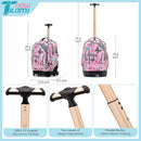 NEW TILAMI 18 inch Rolling Backpack for Kids, Waterproof, Adjustable Handle, Stair Climbing, Large Storage for School, Travel, Girls & Boys, Pink Paris by TinyTreasures Baby Boutique