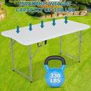 4FT Folding Table, Height Adjustable Table, Heavy Duty Plastic Tables Portable Fold-in-Half Utility Table w/Handle & Lock for Camping BBQ Party Banquet Wedding Market Events, 330LBS by GreenHaven Gardens