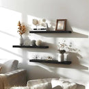 24 Inch Floating Shelves for Wall Rustic Black Wood Wall Shelves for Bedroom Set of 4 by CozyNest Decor