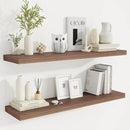 Fun Memories 40" Rustic Wood Floating Shelves with Invisible Brackets for Storage & Decor, Deep Wall Mounted Shelves for Bathroom, Kitchen, Living Room (Walnut, Set of 2) by CozyNest Decor