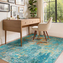 Washable Area Rugs 3'x5' Non-Slip Modern Abstract Soft for Living Room Entryway Bedroom Nursery, Print Pattern, Teal Blue Green Orange Rust Red Colorful by TinyTreasures Baby Boutique