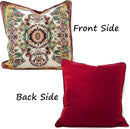 Tache Rococo Elegant Ornate Ivory Colorful Paisley Cotton Linen 18x18 Tapestry Woven Cushion Throw Pillow Cover 2 Pieces by CozyNest Decor