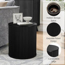 AVZEAR Fluted Round Side Table with Storage, Small Mid Century End Table Fluted Nightstands, Modern Circle Bedside Tables Wood Night Stand for Small Spaces, Living Room, Bedroom (Black) by CozyNest Decor