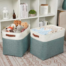 DULLEMELO Extra Large Storage Baskets,Fabric Storage Bins with Handles for Home,Office,Closet,Clothes,Foldable Storage Bins for Closet, White&Dark Green 2-Pack by TinyTreasures Baby Boutique