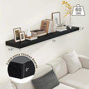 Black Floating Shelves for Wall - 72 Inch Wide x 12 Inch Deep Wall Shelves Set of 1 - Rustic Black Wood Shelves for Living Room, Bathroom, Laundry Room, Bedroom, Kitchen, Home Office by CozyNest Decor