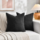 Fancy Homi 2 Packs Black Samll Decorative Throw Pillow Covers 14x14 Inch with for Couch Bed Sofa, Rustic Farmhouse Boho Home Decor, Soft Corss Patchwork Corduroy Square Cushion Case 35x35 cm by CozyNest Decor