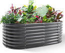 Land Guard Galvanized Planter Raised Beds, 6×3×2ft Galvanized Water Trough, Keyhole Raised Garden Bed Metal (Dark Gray) by CozyNest Decor