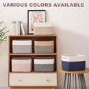 OIAHOMY 4 Pack Storage Baskets for Organizing, Basket for Shelves with Handle, Woven Baskets for Storage Toys, Towels, Books, Cotton Rope Basket 13" L x 9 " W x 7.8 " H, Brown & White by CozyNest Decor
