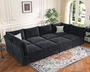 136.4" Oversized Modular Sectional Sleeper Sofa Bed, U Shaped Convertible Couch with Movable Ottoman, Large 8 Seat Corner Couches for Living Room Deep Seat Black Chenille by CozyNest Decor