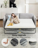Queen Size Pull Out Sofa Bed, 2 in 1 Convertible Sleeper Sofa Couch with Pullout Bed, Memory Foam Mattress for Living Room Office, Space-Saving, Light Grey by CozyNest Decor