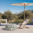 Inflatable Ottoman Stool D31 xH14 for Outdoor/Indoor Use, Water Repellent Patio Foot Rest Stool with Portable Handle,Round Pouf Ottoman Suitable for Garden,Deck and Camping - Paisley Black by CozyNest Decor