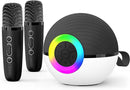 goopow Mini Karaoke Machine Speaker for Kids Adults, Portable Bluetooth Microphone Song Toys with LED Light, Best Chritmas Birthday Festival Gift for 3 4 5 6 7 8+ Year Old Girls Boys (Black-2 Mic) by TinyTreasures Baby Boutique