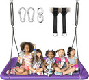 Tree Swing for Kids and Adults, 60" Waterproof Rectangle Platform Swing, 700lbs Heavy Duty with Adjustable Straps, Purple by TinyTreasures Baby Boutique