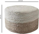Jute Pouf Ottoman | Footrest Pouf | Hand Braided - Round Boho Pouffe - for Living Room, Bedroom, Nursery (20"x20"x10") Ivory by CozyNest Decor