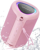 Portable Bluetooth Speaker with Lights, Stocking Stuffers, Powerful Crystal Clear Sound, IPX5 Waterproof, All Day Playtime, BT 5.3, TWS Paring, Small Wireless Speaker for Outdoor, White Elephant Gifts by TinyTreasures Baby Boutique