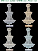 31 - Light Large Empire Crystal Chandelier for High Ceiling Foyer Entryway Staircase Living Room Dining Room Chrome Finish by CozyNest Decor