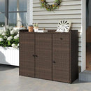 Tangkula Rattan Outdoor Storage Cabinet, Patiojoy Outdoor Cabinet with 4 Adjustable Shelves, 1 Drawer, 3 Doors, Patio Storage Deck Box Table for Patio Garden Poolside (Mix Brown) by GreenHaven Gardens