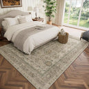 Washable 6x9 Area Rugs for Living Room, BoHo Non-slip Silicone Backing Large Rug for Bedroom Dining Room Nursery Office, 0.3" Neutral Oriental Throw Carpet with 0.16" Cushioning Pad, Light Brown/Multi by TinyTreasures Baby Boutique