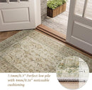 Washable 5x7 Area Rugs for Living Room, Boho Non-Slip Silicone Backing Rugs for Bedroom Dining Room Nursery Office, 0.3" Neutral Oriental Throw Carpet with 0.16" Cushioning Pad, Light Brown/Multi by TinyTreasures Baby Boutique