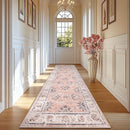 jinchan Long Hallway Runner Rug 2x12 Machine Washable Runner Rug Pink Vintage Floral Design Non-Slip Ultra-Thin for Kitchen Laundry Room Bedroom Farmhouse (2‘x12',Pink) by TinyTreasures Baby Boutique