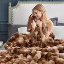 Cozy Bliss Faux Fur Throw Blanket for Couch, Fuzzy Soft Plush Thick Bubble Blanket for Sofa Bedroom Living Room, 50 * 60 Inches Tie Dye Brown by CozyNest Decor