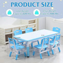 Kids Table and 6 Chairs Set with Graffiti Desktop, Toddler Furniture Set, Non-Slip, Table Children Study Desk, Dining Table, Height Adjustable Desk, Painting Desktop for Kids (47.2x23.6Inch) by CozyNest Decor