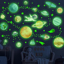 Watercolor Solar System Wall Decals, Glow in The Dark Stars, Kids Planets Sticker for Ceiling, Astronaut Wall Stickers for Bedroom（Green） by TinyTreasures Baby Boutique
