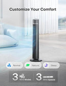 PELONIS 40 inch Bladeless Tower Fan for Bedroom, Standing Fan with Remote Control, 26ft/s, 90° Oscillation, 3 Speed Settings, 27 Db, 3 Modes, 15-Hour Timer, LED Display, Fan that Blows Cold Air, Grey by CozyNest Decor