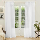 MYSKY HOME Patio White Curtains for Sliding Door, Living Room Curtains & Drapes Soft Cotton Farmhouse Window Treatments 90 inch Length 2 Panels Set Linen Look Semi Sheer Draperies, 50" W x 90" L by CozyNest Decor