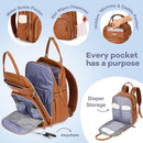 RUVALINO Diaper Bag Backpack, Multifunction Travel Pack Maternity Baby Changing Bags, Large Capacity, Waterproof, Brown by TinyTreasures Baby Boutique