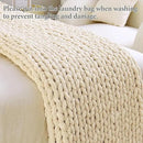 Admitrack Chunky Knit Blanket Throw 51"x63", 100% Hand Knit Chenille Throw Blanket for Sofa & Home Decor, Soft and Cozy Knitted Throw Blankets (Ivory，51"x63") by CozyNest Decor