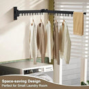 Bakala Clothes Drying Rack Foldable, Laundry Drying Rack Clothing Wall Mounted, Clothing Racks for Hanging Clothes, Heavy-duty Space Saving Hanger,Retractable,Expandable,Collapsible, 64" (Hooks,Black) by CozyNest Decor