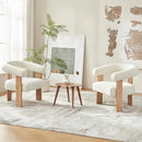 VKNOW Accent Chairs Set of 2, Modern Upholstered Living Room Chair Armchair with Solid Wood Legs, Comfy Barrel Arm Chairs for Living Room Bedroom, Cream by CozyNest Decor