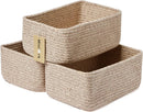Small Storage Baskets for Organizing | Closet Organizer Bins | Shelf Toy Basket | Woven Rope Baskets | Cube Decorative Box | Shallow Basket | 11.5x7.5x4.7” | 3 Packs Mixed Brown by GreenHaven Gardens
